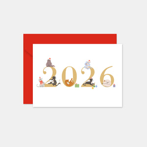 Illustrated cat numbers greeting card