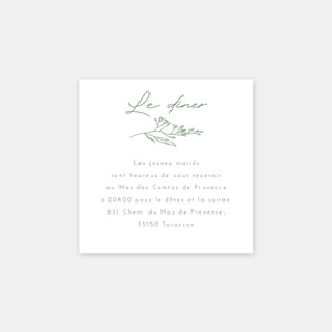 Carton invitation de mariage champêtre classique