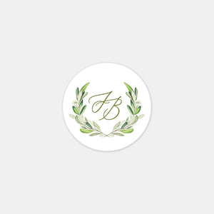 Stickers personnalisés mariage monogramme feuillages