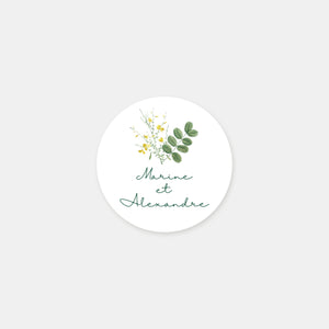 Stickers personnalisés mariage brin de fleurs sauvage