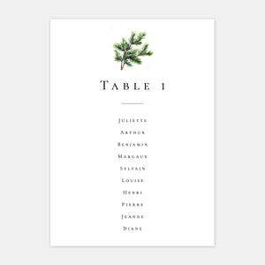 Aquarell-Tischplan für die Berghochzeit – 5x