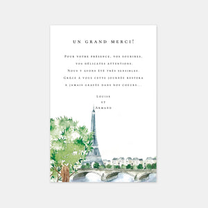 Paris-Aquarell-Hochzeits-Dankeschön-Karte