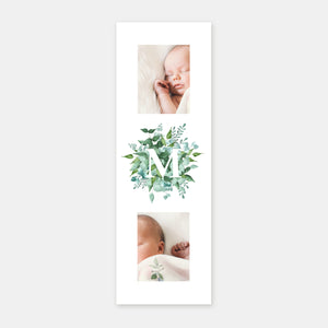 Birth announcement botanical watercolor bookmark
