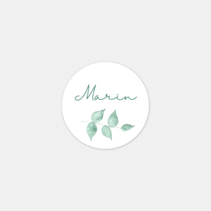 Personalized botanical watercolor birth stickers - 48ex