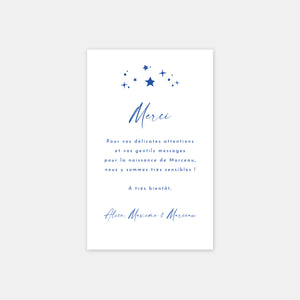 Starry night birth thank you card