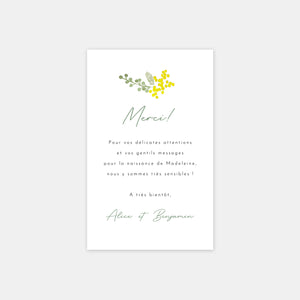 Mimosa-Geburts-Dankeschön-Karte