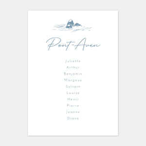 Hochzeitstischplan mit Gravur „Wild Coast“ – 5 Stück