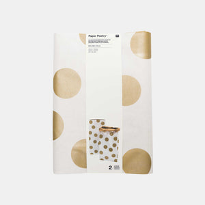 Papiertüte Gold und Weiß mit flachem Boden – groß