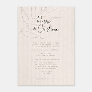 Faire-part de mariage esquisse feuillages