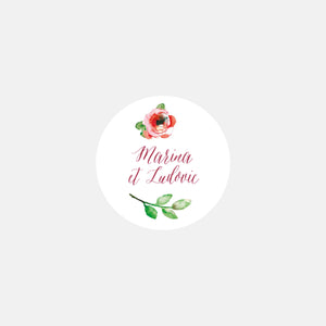 Personalisierte Hochzeitsaufkleber Aquarellblumen
