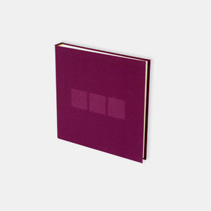 Guest book 25x24 aubergine canvas cream interior