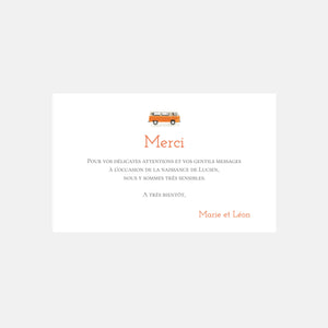 Combi birth thank you card