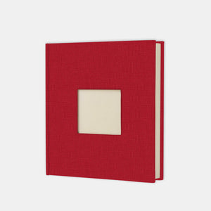 Fotoalbum 30x30 rote Leinwand, cremefarbene Innenseite