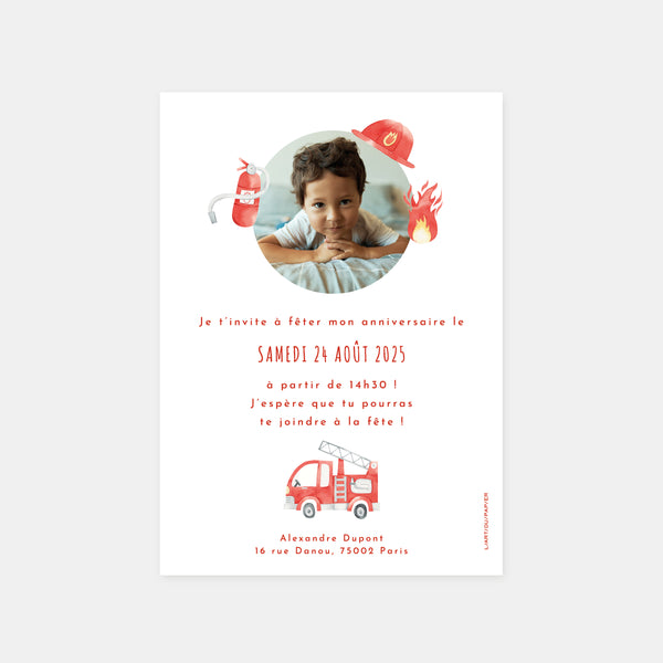 Invitation anniversaire pompier