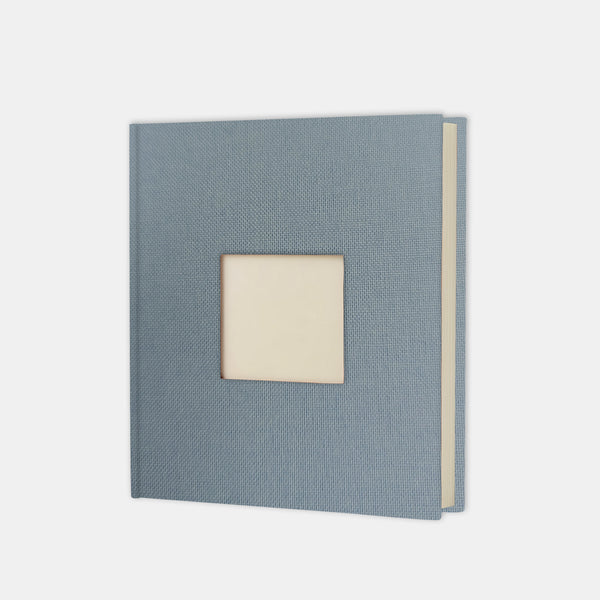 Album photo carré 30x30 toile bleu gris