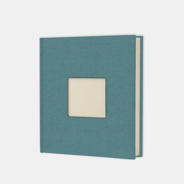 Album photo carré 30x30 toile bleu pétrole