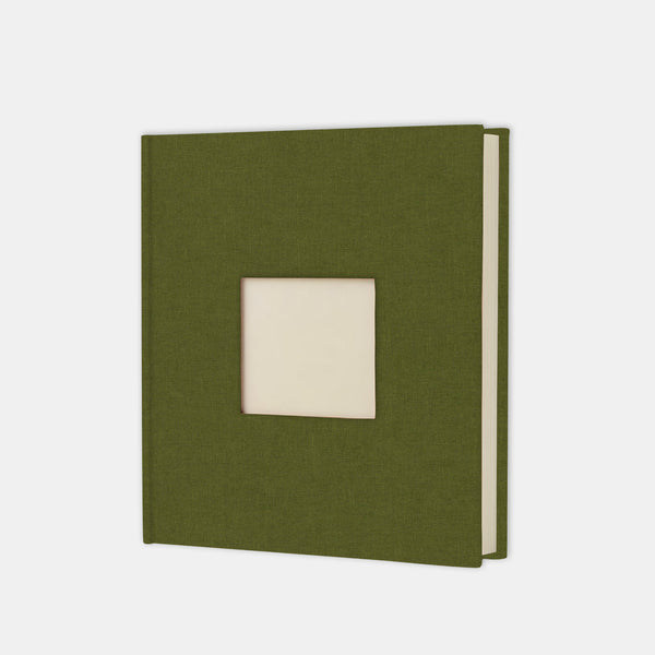 Album photo carré 30x30 toile olive intérieur crème
