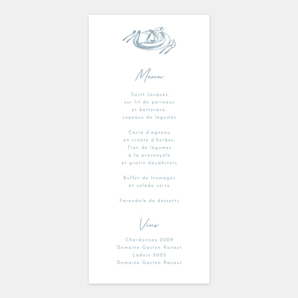 Gravur des Hochzeitsmenüs