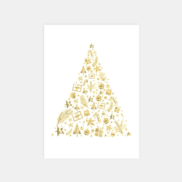 Personalisierte goldene Tannen-Grußkarte
