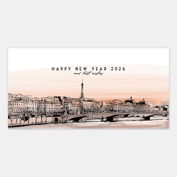 Personalisierte Paris-Sonnenuntergang-Grußkarte