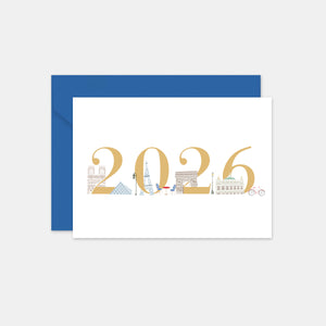 Paris illustrated numbers greeting card