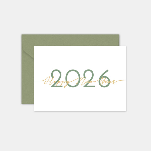 Personalisierte Happy New Year-Kalligrafie-Grußkarte