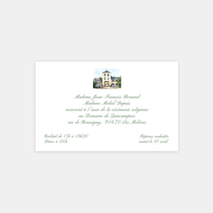 Carton invitation de mariage au Domaine de Quincampoix