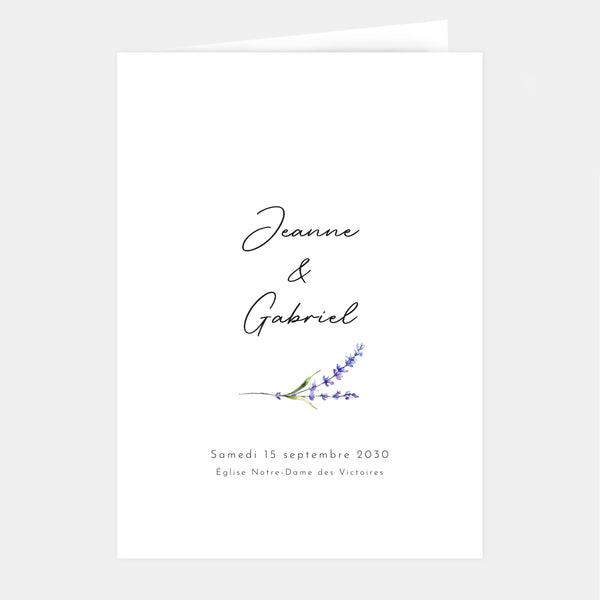 Lavender sprig wedding booklet cover