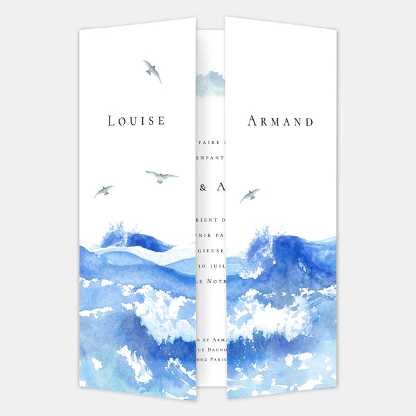 Aquarell-Seehochzeitseinladung
