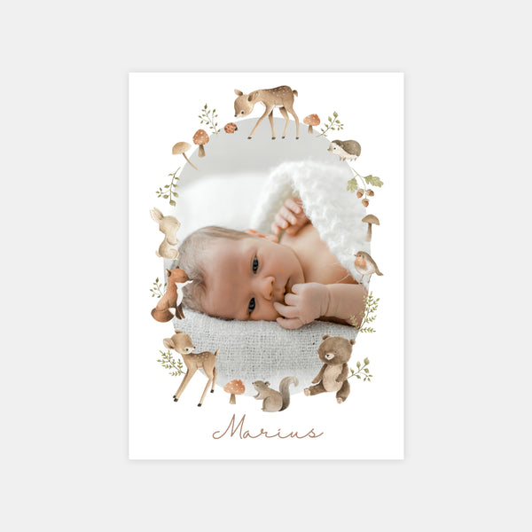 Autumn forest birth announcement