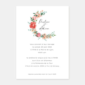 Watercolor bouquet wedding invitation