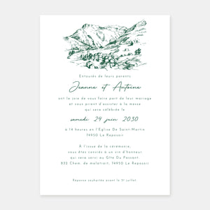 Mountain engraving wedding invitation