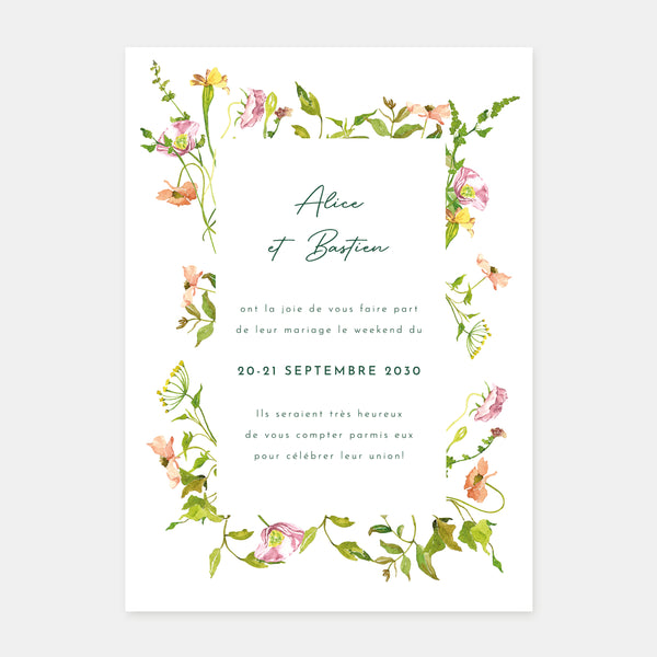 Watercolor Breton coast wedding invitation