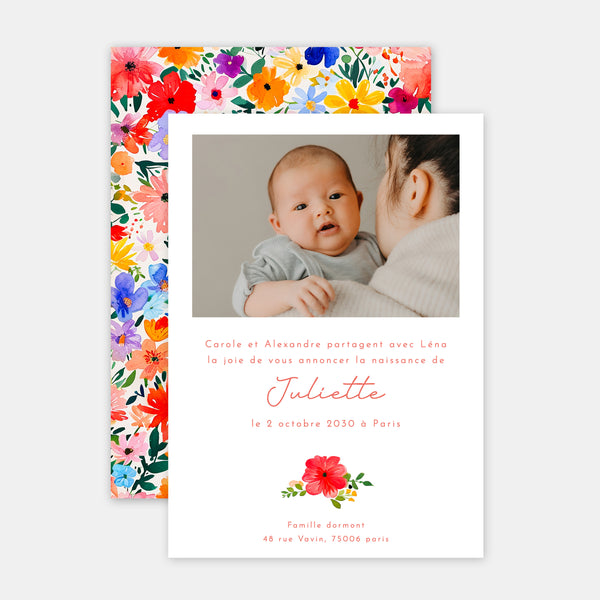 Birth announcement garden of colors