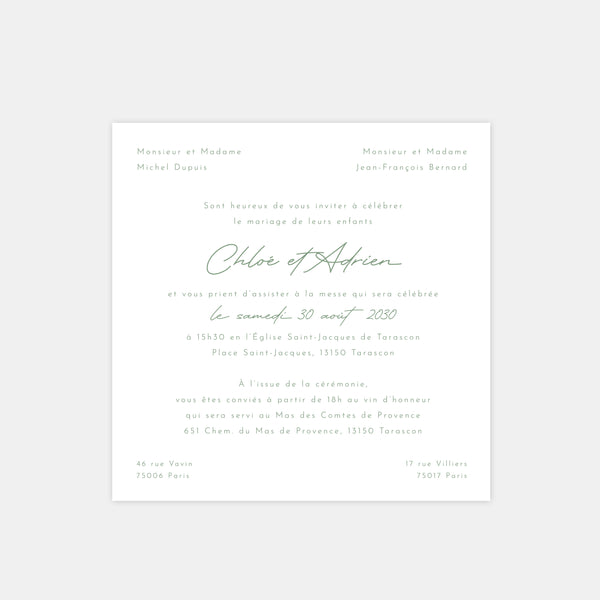 Classic rustic wedding invitation