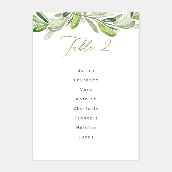 Monogram foliage wedding table plan - 5ex