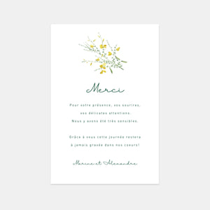 Wedding thank you card sprig of wild flowers