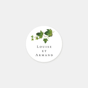 Personalized watercolor vines wedding stickers - 48ex