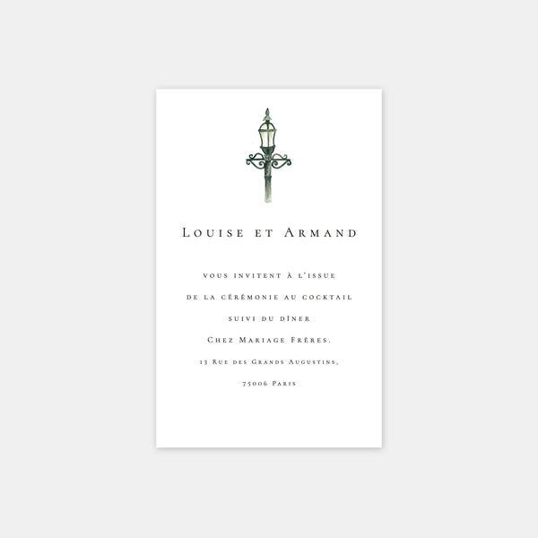 Paris watercolor wedding invitation card