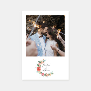 Wedding thank you card watercolor bouquet