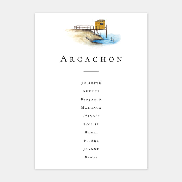 Watercolor basin wedding table plan - 5ex