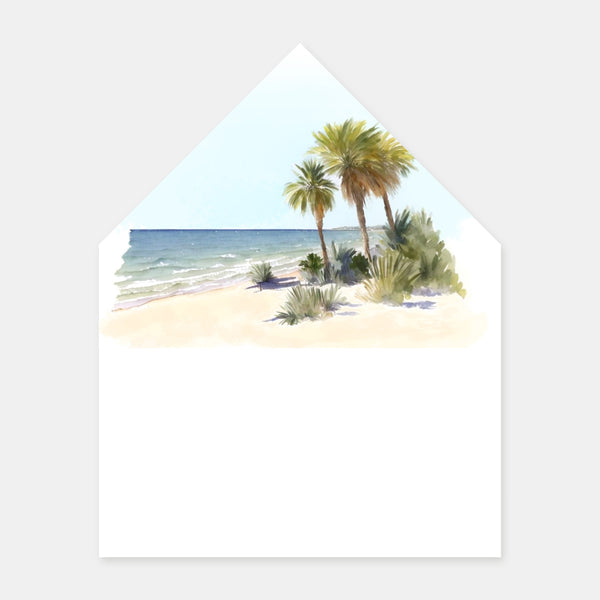 Watercolor tropical beach envelope liner - 50ex