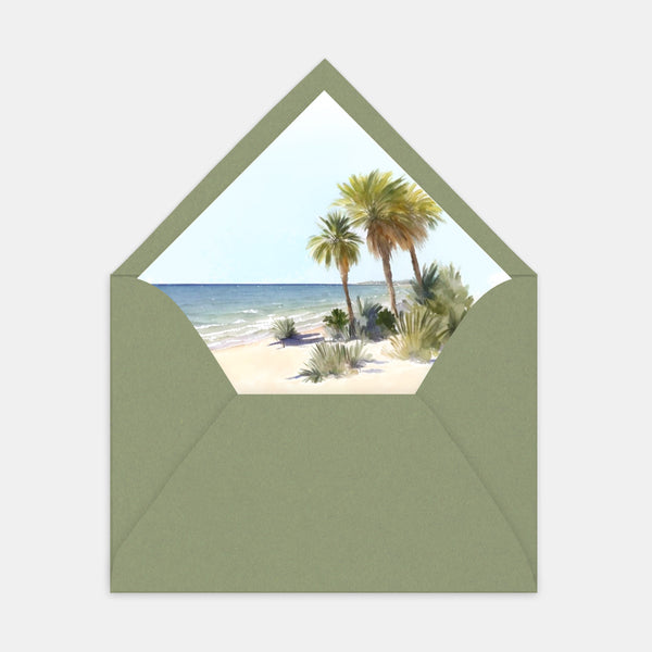 Watercolor tropical beach envelope liner - 50ex