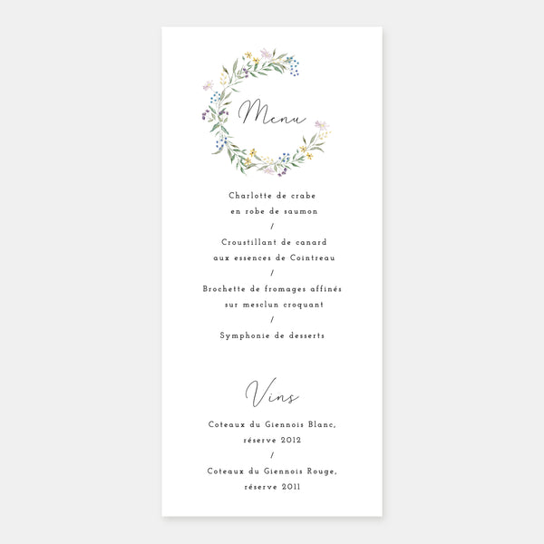Country Crown Wedding Menu