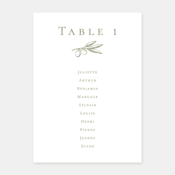 Olive branch wedding table plan - 5ex
