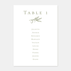 Olive branch wedding table plan - 5ex