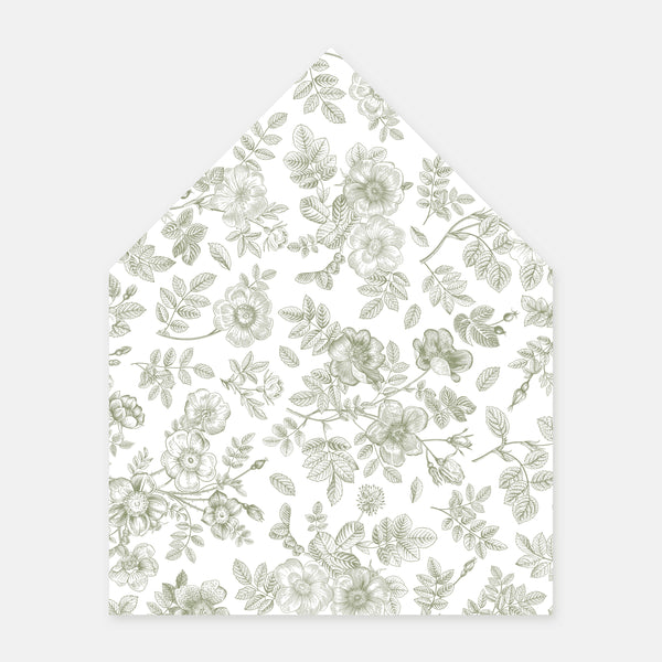Geblümtes Toile-de-Jouy-Umschlagfutter – 50 Ex