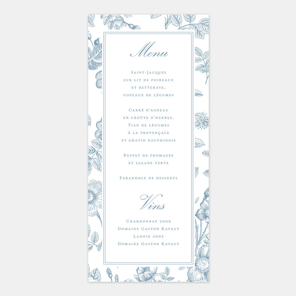 Hochzeitsmenü Zweig wilder Blumen