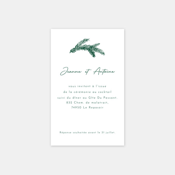 Wedding invitation card mountain engraving