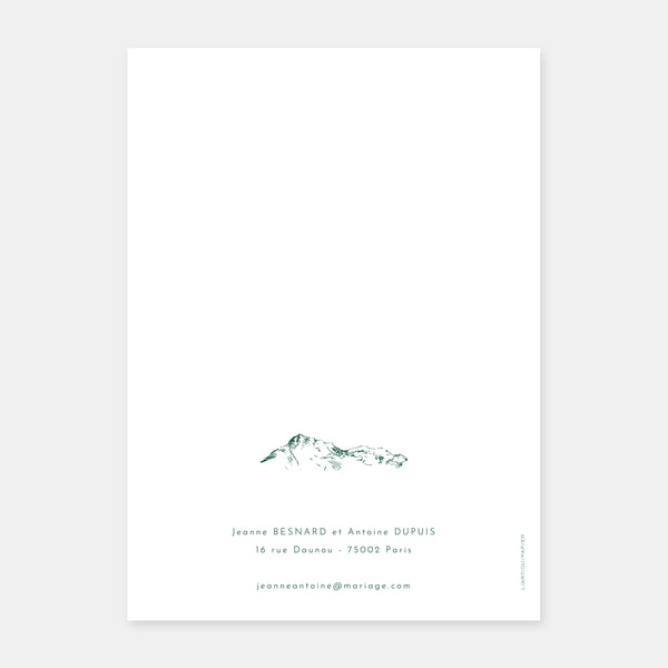 Mountain engraving wedding invitation